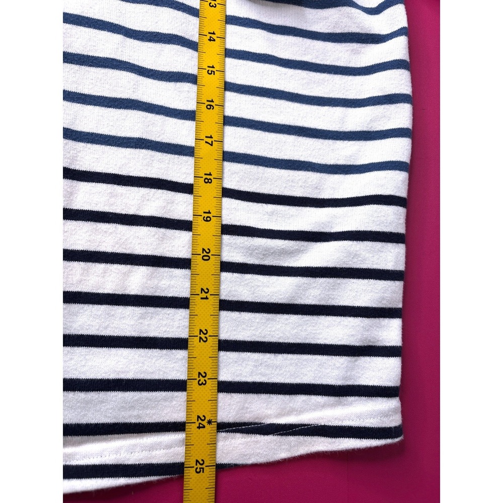 L.L. Bean Womens Blue Striped Cotton V-Neck Rugby Sweater Sz M Coastal Grandma - Picture 9 of 10